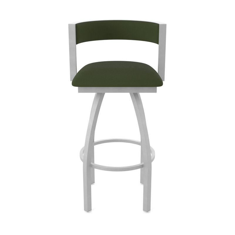 Tabouret Artémis, Vinyle - pin Canter, Nickel anodisé, Tabouret de bar (siège d'une hauteur de 36 po)