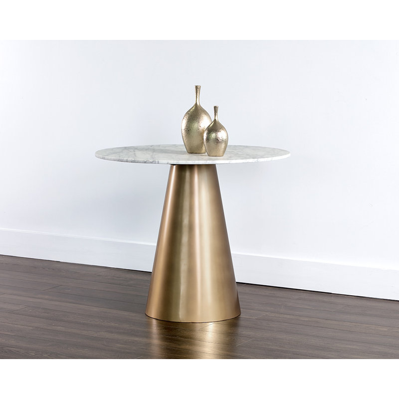 Round Marble Dining Table, Mettalic Gold
