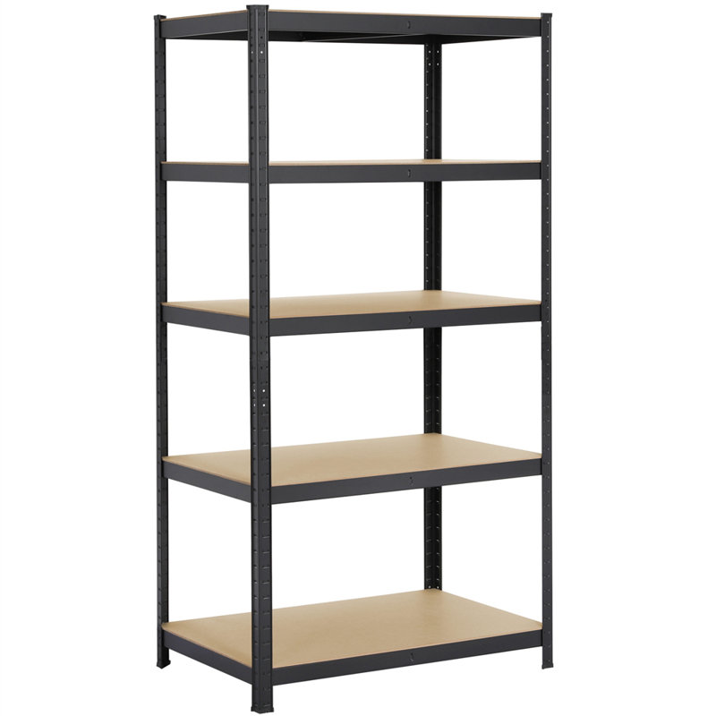 180cm 4 Shelf Shelving Unit, Black/Brown, 180cm H x 90cm W x 60cm D