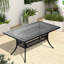 Table de salle à manger L58.27 * W34,65 pouces en fonte d'aluminium avec structure noire et trou pour parasol
