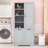 Stylish Bathroom Storage Cabinet with Tilt-Out Laundry Hampers, Adjustable Shelves and Anti-Tipping-46968222