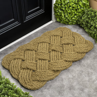 Maeve Classic Coastal Scalloped Basketweave Coir Natural 18 in. x 30 in. Indoor/Outdoor DoorMat