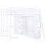 Lit mezzanine double en blanc avec garde-robe, bureau et tablettes pratiques-118082938