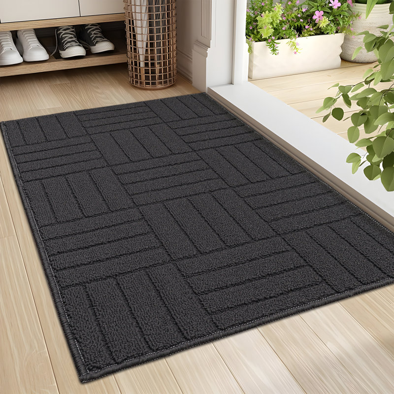 Tapis de porte en polypropylène antidérapant antitaches, Gris anthracite, L 24 po x L 36 po