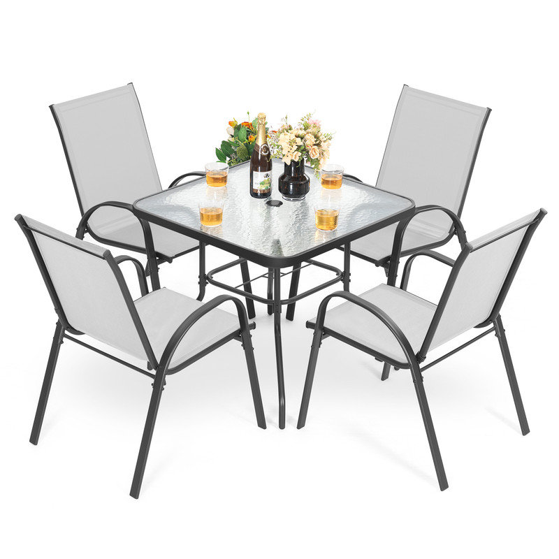 Patio Dining Set Umbrella Hole Included Table,