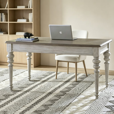 Retro Gray Rectangular Solid Wood Writing Desk