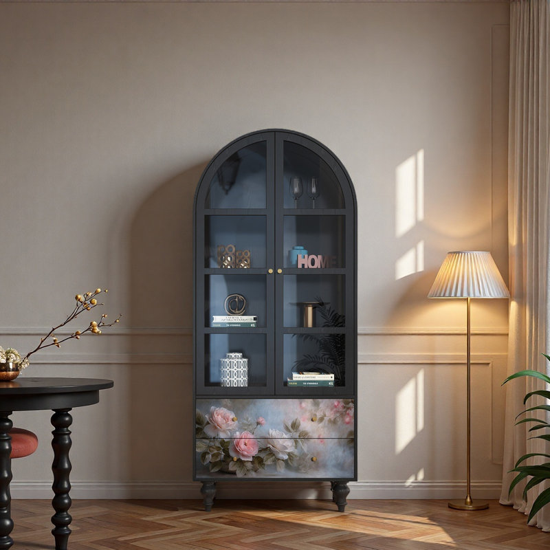 Vitrine en bois massif Floral