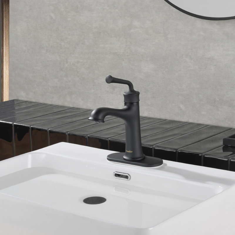 Single-Hole Single-handle Bathroom Faucet with Drain Assembly, Matte Black