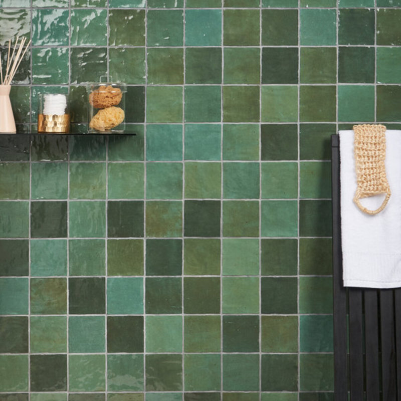 Portmore 4x4 Glazed Ceramic Tile, Green