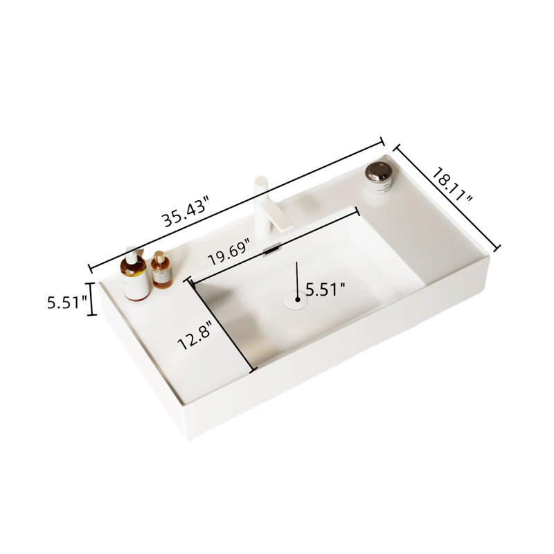 Meuble-lavabo de salle de bain avec meuble-lavabo vasque 36 po LEDE
