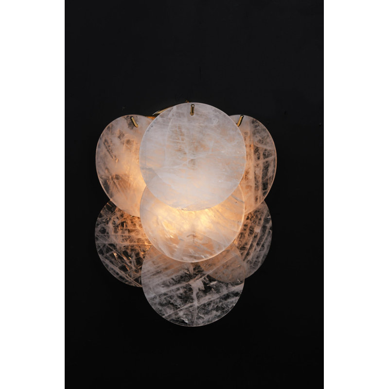 Luna Flush Mounted Sconce, Polisheded Nickel, Smoke Quartz