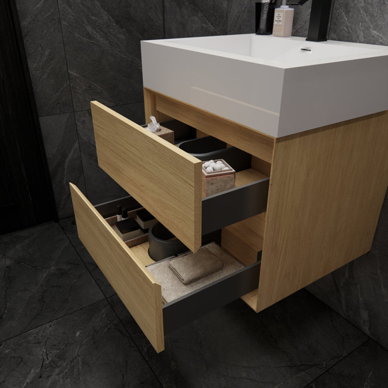 Meuble-lavabo simple 24 po Albizu, Brun