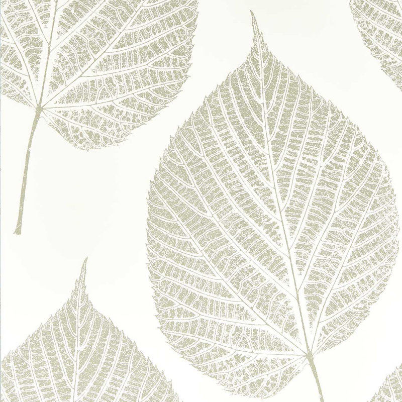 Leaf 10.05m x 52cm Wallpaper Roll, Chalk/Silver