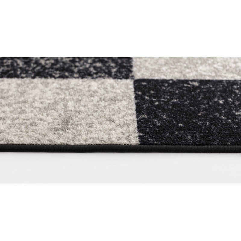 Mistie Non-Slip Geometric Indoor Doormat, Rectangle 80 x 150cm, Black/White