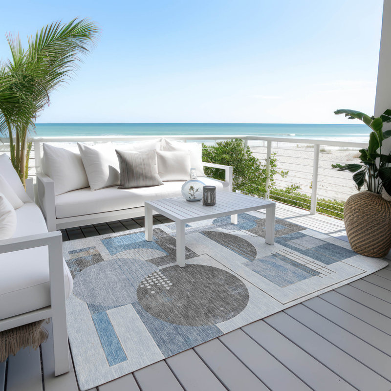 Tapis intérieur / extérieur bleu Daeon, 9 pi x 12 pi