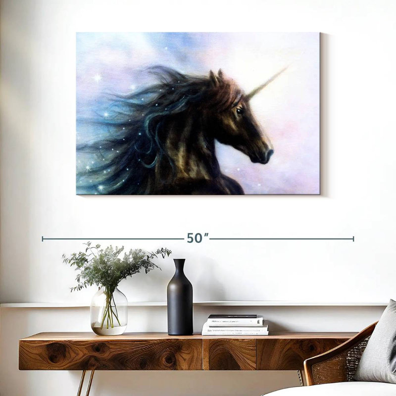Licorne noire Kelan, H 26 po x l 39 po