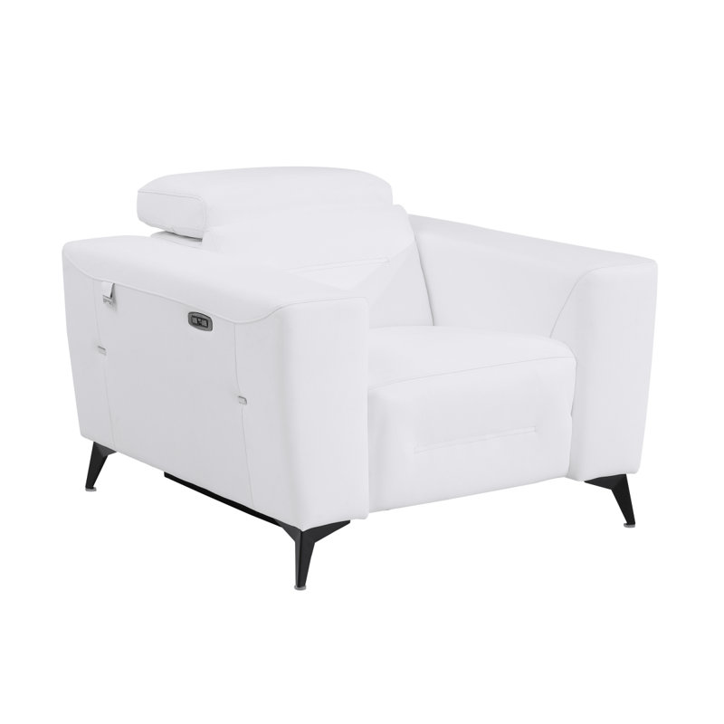 Fauteuil inclinable électrique en cuir fleuri Waad, Blanc