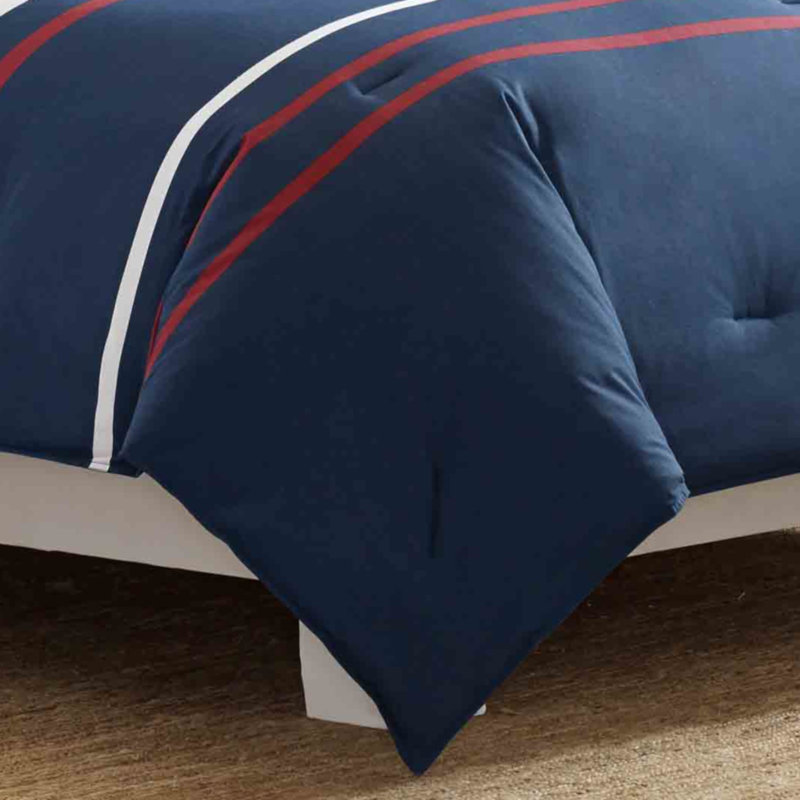 Ensemble d'édredon réversible en coton bleu marine Bradford de Nautica, Édredon simple + 1 taie décorative simple