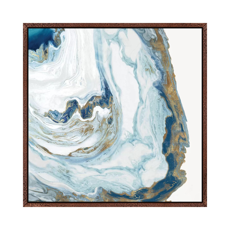 Ocean Space by Eva Watts - Painting on Canvas, Classic Brown Wood Framed, 66.04cm H x 66.04cm W x 3.81cm D