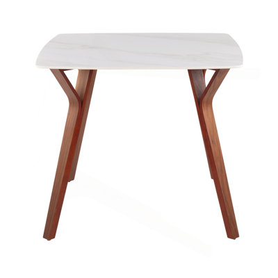 Dinette Table In Walnut Wood And White Textured Marble