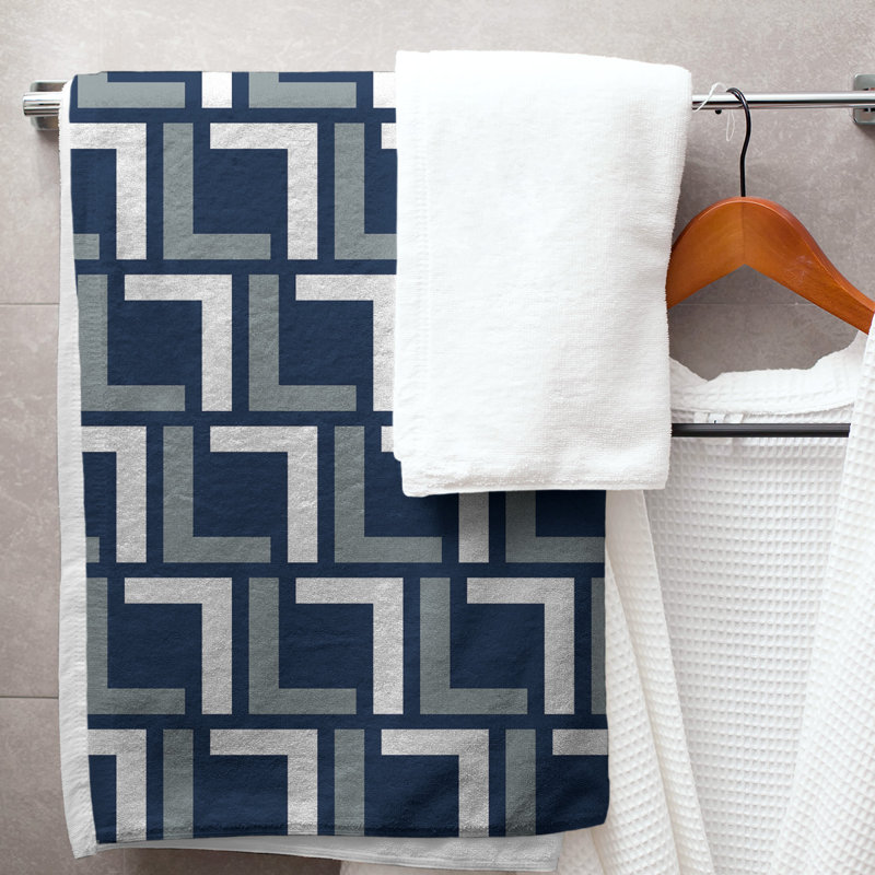 Bath Towel, Blue/Silver/White