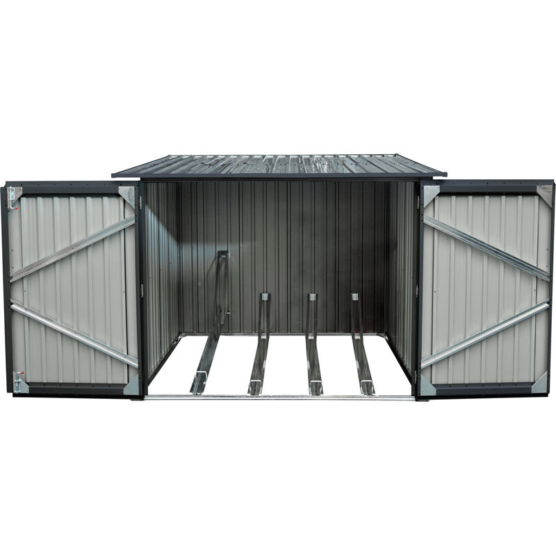 Hanover Dark Gray Galvanized Steel Bicycle Storage Shed with Lock