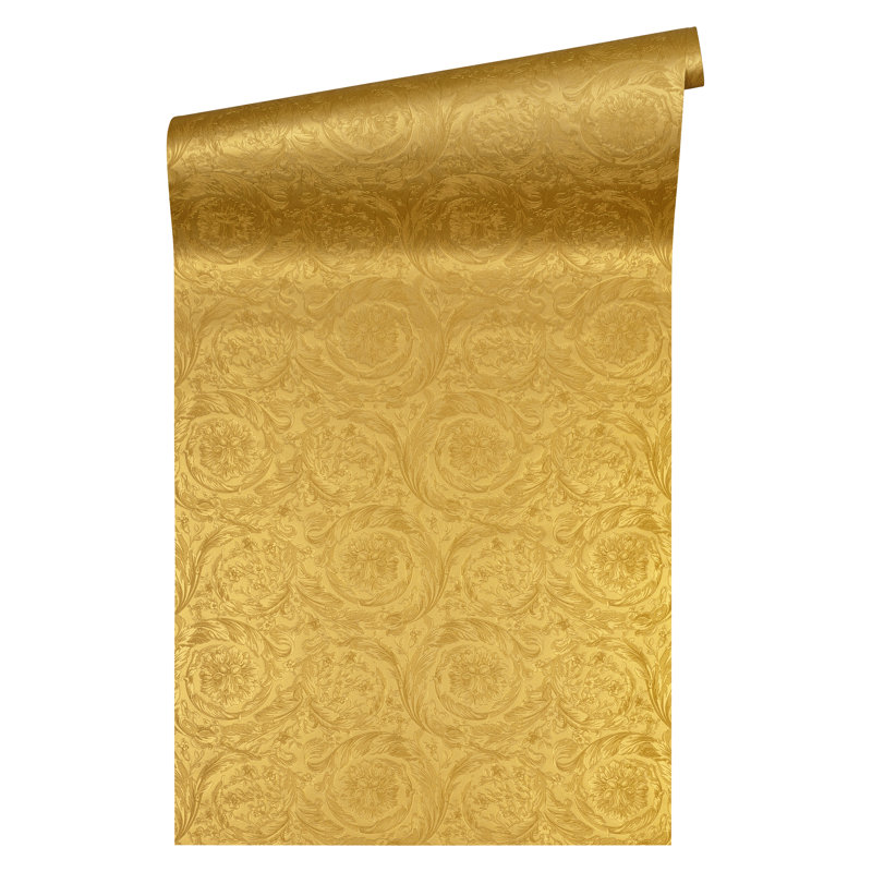 Versace Rose Gold Sublime Unpasted Vinyl Wallpaper, Gold
