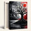 Art mural sur toile noir sans feuilles avec soleil rouge et montagnes-133461520