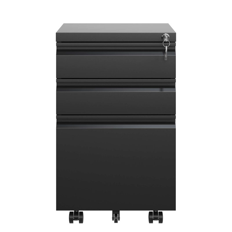 3 Drawer Metal File Cabinet With Lock, White. Fully Assembled For Workspace. Holds Letters/legal/a4 Files. Secure Storage Area. Drawers Come Removable Pencil Tray. Smooth Mobility Via 5 Wheels.