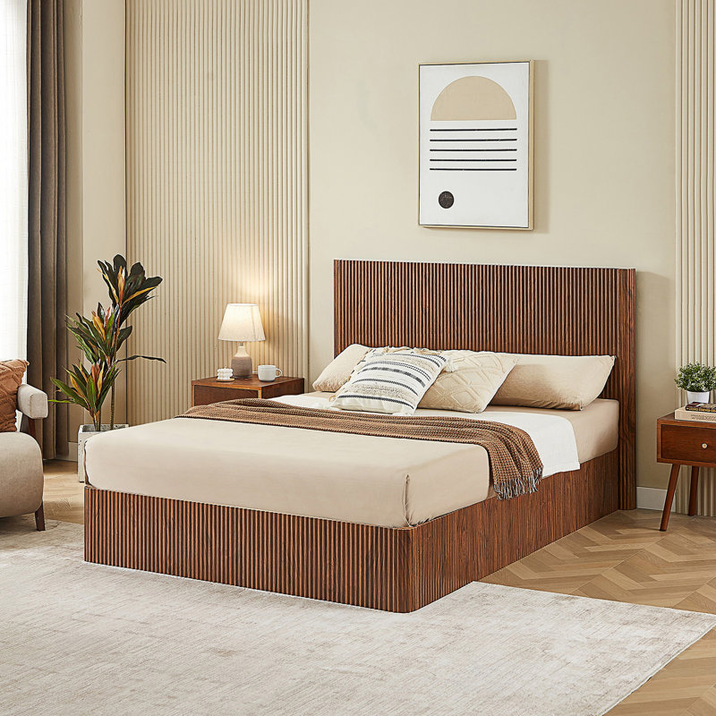 Cadre de lit de rangement grand format, Noyer