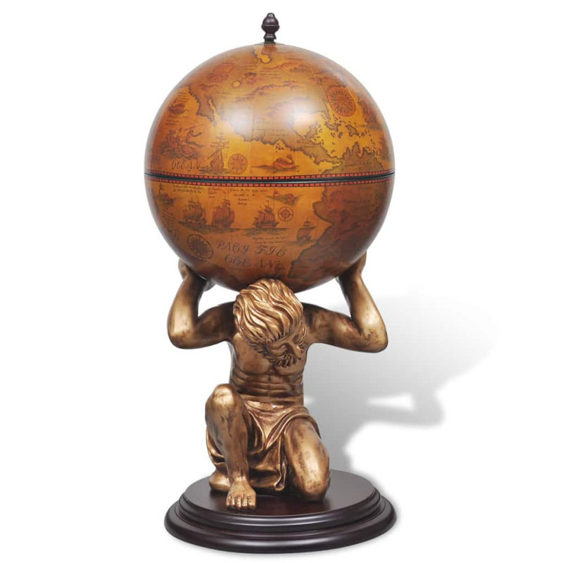 Hillwill Globe Bar Wine Stand Atlas Design 42x42x85 cm