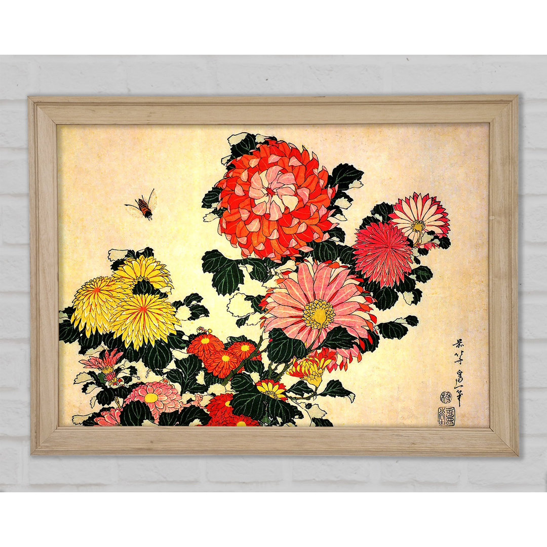 Hokusai Chrysantheme und Biene - Einzelner Bilderrahmen Kunstdrucke