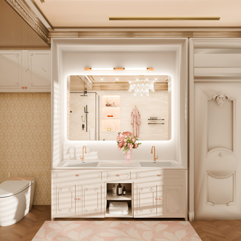 Frameless Backlit LED Lighted, 3 Colors Temperature Dimmable Light, Tempered Glass Bathroom Vanity Mirror With UL Rohs ETL & 3-Year Warranty