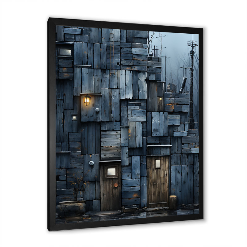 Cubsism Tile Elegance - Art mural abstrait, Cadre photo noir, H 44 po x l 34 po x P 1,5 po