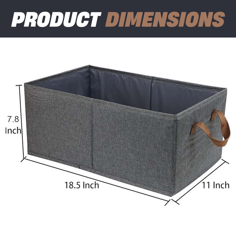 3 Pack Large Foldable Storage Bins – Sturdy Closet Organizer, Multi Purpose Shelf Baskets, Grey, Bedroom, Living Room, Playroom