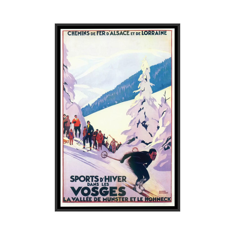 «Skiing III», impression sur toile, H 26 po x l 18 po x P 1,5 po, Toile avec cadre noir, Pas de tapis