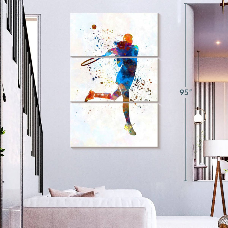 Sirci, joueuse de tennis à l'aquarelle I, H 74 po x l 48 po