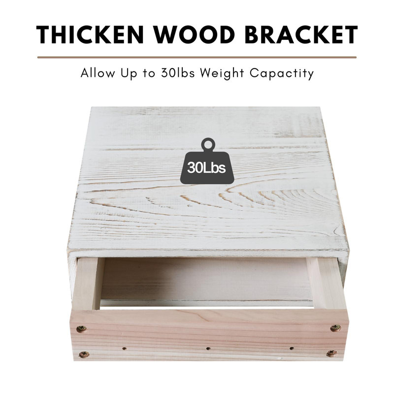 Evslin 2 Piece Square Pine Floating Shelf