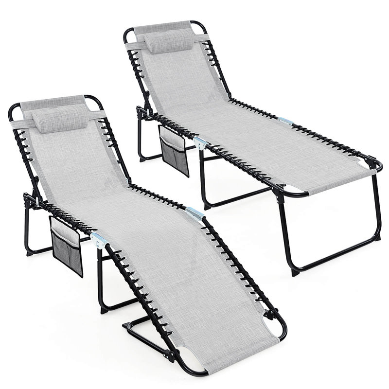 Wetumka Outdoor Chaise Lounge, Gray