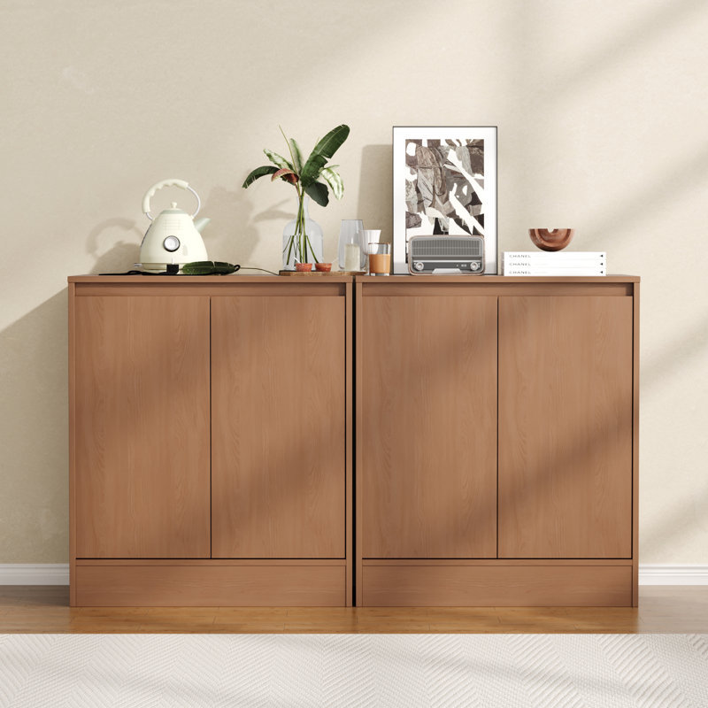 Buffet Cabinet With Storage, Coffee Bar Cabinet With 2 Doors And Adjustable Shelf, Modern Kitchen Buffet Sideboard For Living Room, Kitchen Walnut