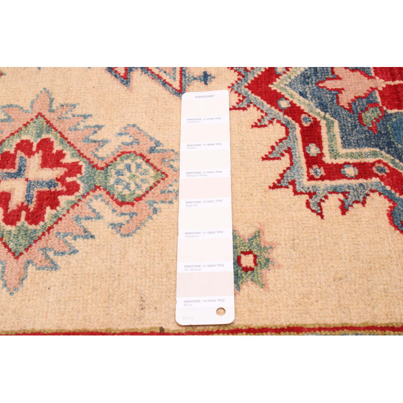 Tapis unique en laine noué à la main 6 pi 7 po x 9 pi nouvel âge en rouge / bleu / beige Cyrille