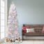 Sapin de Noël blanc élancé avec lumières-1884426898