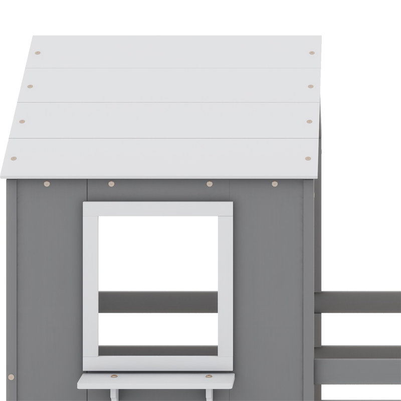 Aaima Kids Twin Over Twin Bunk Bed, Gray