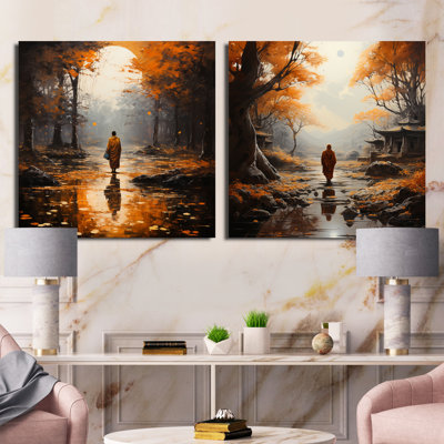 Ensemble de 2 collages de bouddhisme carrés