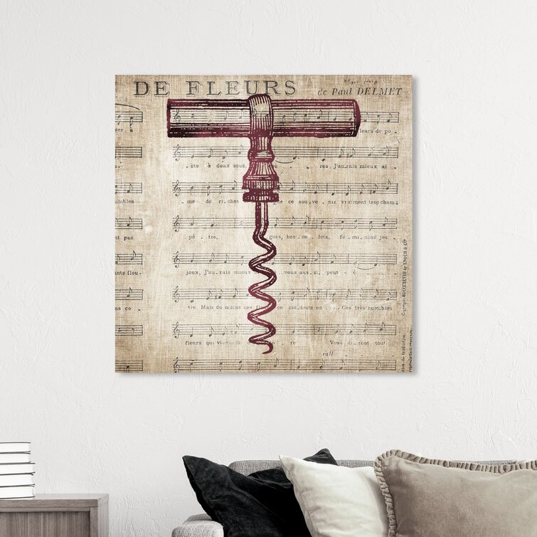 Darby Home Co Farmhouse Rustic Drinks And Spirits 'Cork Screw Music' Wine  On Canvas Print Wayfair