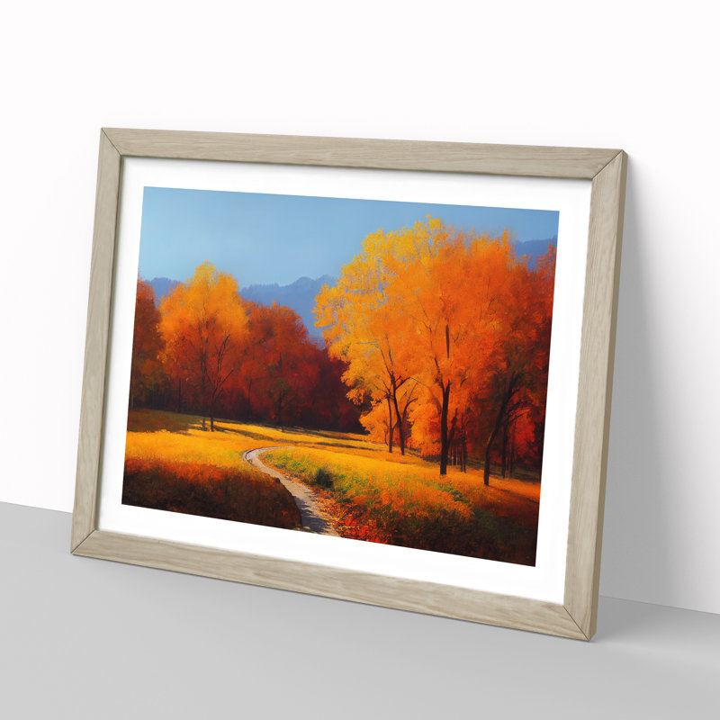 Autumn Forest Trees Vol.2 - Single Picture Frame Print, 46cm H x 64cm W x 2cm D, Oak Framed