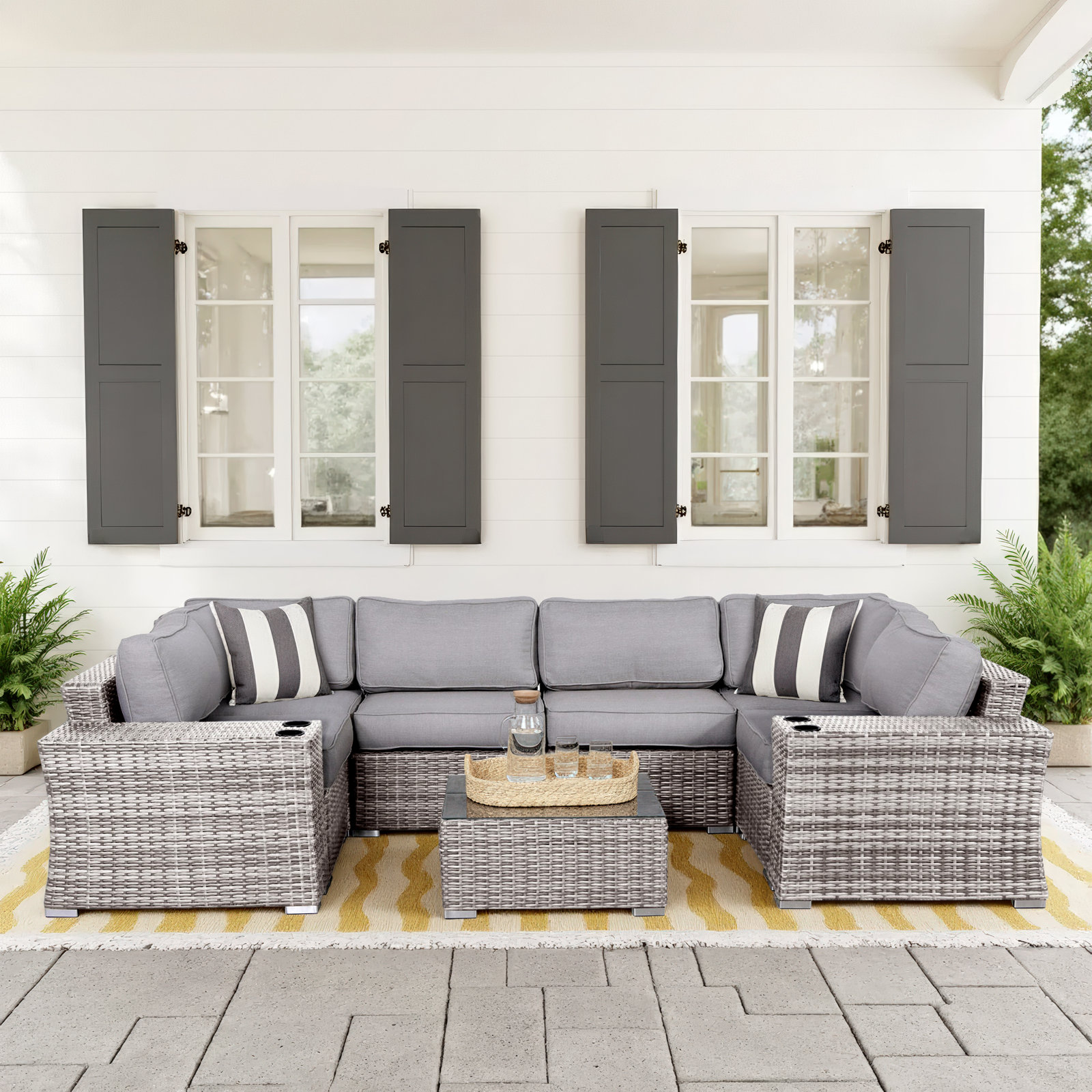 Marlene 4-Person Patio Seating Group, Mixed Gray