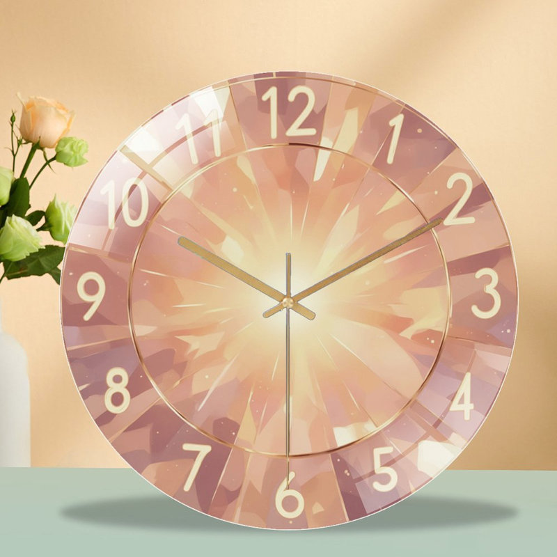 Horloge murale 12 po ronde en verre trempé avec mouvement à quartz silencieux