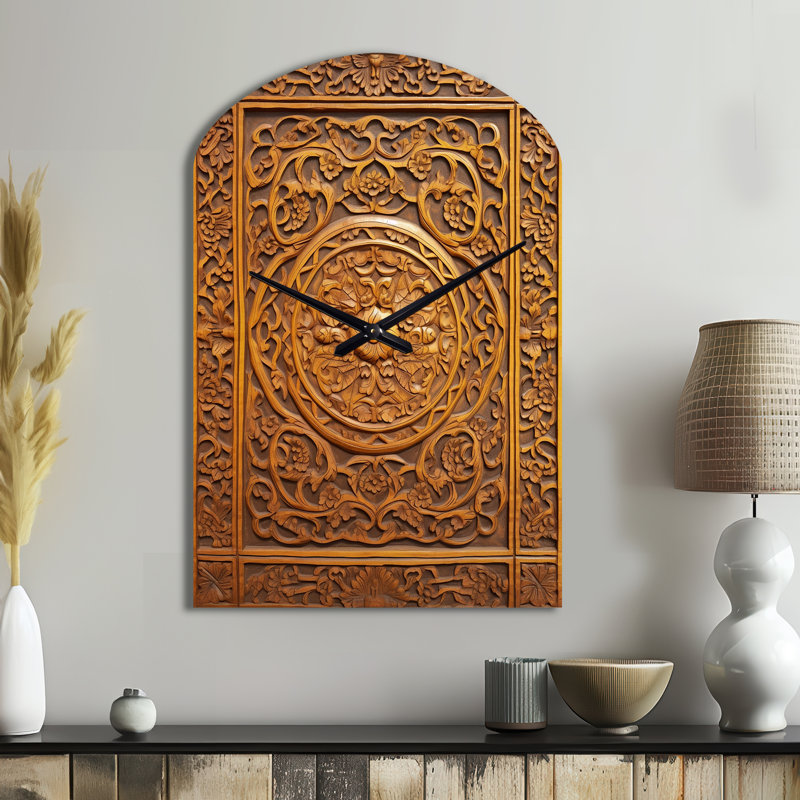 Vieille porte en bois sculpté IV - horloge de porte asymétrique, Grand