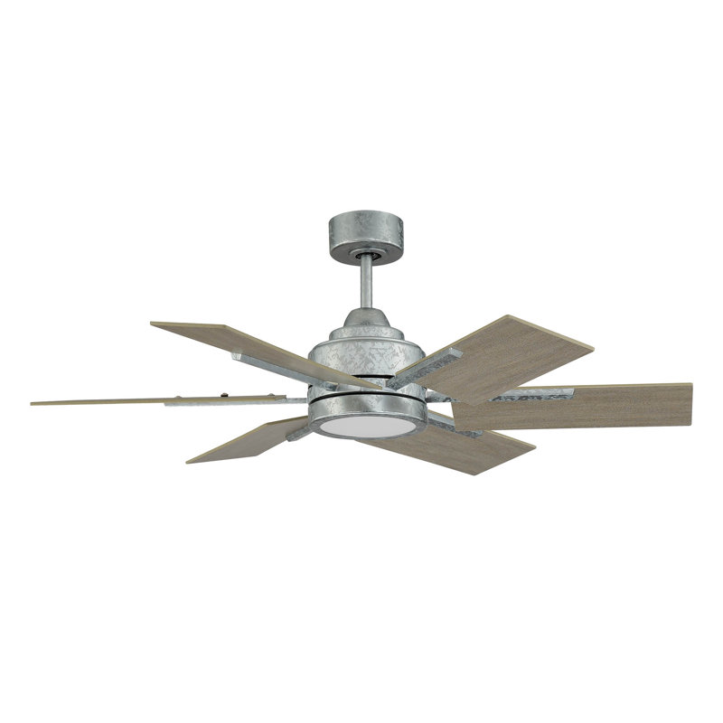 Ventilateur de plafond à DEL 6 pales 44 po avec télécommande Bernardyn, ensemble d'éclairage inclus, Chêne vieilli